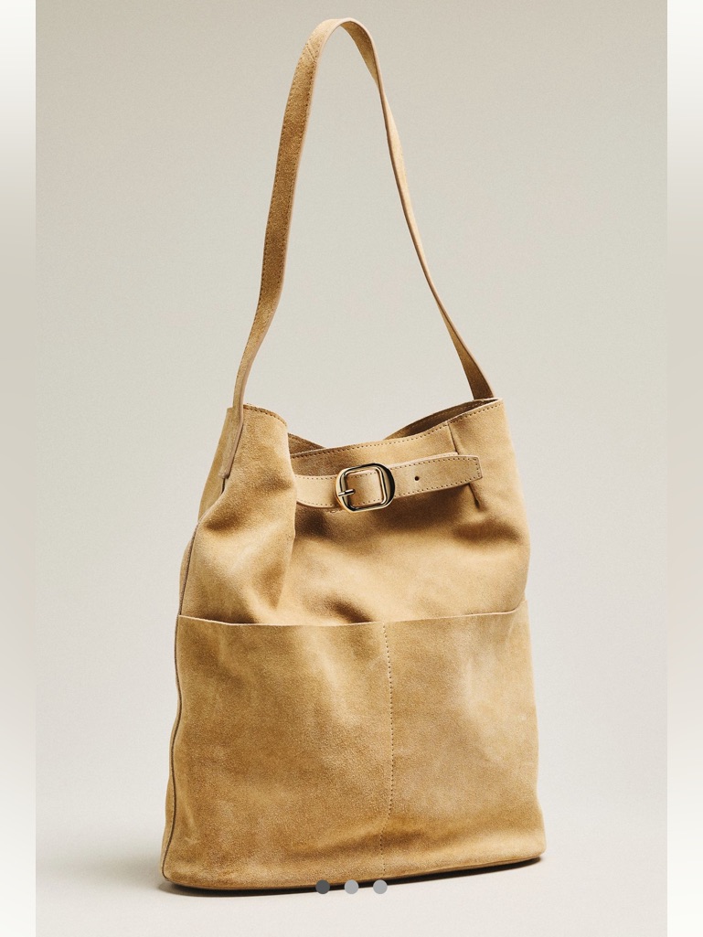 Anthropologie Buckled North-South Suede Tote Bag